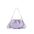 Purple pleated shoulder bag with unique woven strap design, stylish casual crossbody purse. - Violet