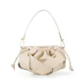 Off-white stylish women's gathered handbag, chic shoulder bag with elegant knot design. - White