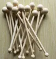 Wooden massage hammer spherical Hemu wooden stick back tapping tool for body relaxation - 38-40cm Total Length / Natural Wood Color