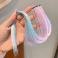 Bunte Clip-In Haarverlängerung rosa blau Glitzer Haarteile für süße Mädchen Party Styling - Ohrfärbe-Haarteil / 1 Stück/Packung / Hellblau