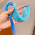Kinder bunte Clip-on Haarverlängerung synthetisches Farbverlauf Haarteil fur Styling - Ohrfärbe-Haarteil / 1 Stück/Packung / Blau und Violett