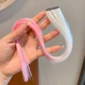 Extension de cheveux colorée pour enfants à pince rose blanc dégradé accessoire - Mèche de Coloration d'Oreille / 1 Pièce/Paquet / Rose Blanc