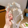 Cerchietto corona fiori perle per bambini ragazze sposa matrimonio accessori capelli tiara - No.5 Set da 2 Pezzi da Fata
