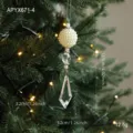 Christmas tree hanging ornament pearl and clear acrylic crystal pendant holiday decoration - White Pendant Style C (APYX671-4)