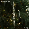 Ornement suspendu de sapin de Noel en acrylique transparent et perles decor 22.5cm - Pendentif Blanc Style E (APYX671-13)