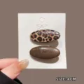 Leopard print and brown glitter oval hair clips set, elegant 4cm side hair barrettes for women. - 5# Oval Hair Clip