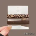 Leopard print and solid brown hair clip set, elegant side bang hair clip for women and girls. - 6# Square Hair Clip