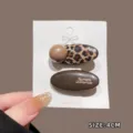 Leopard print hair clip set for women, elegant fashion side bang hairpin accessories. - 7# Oval Pearl Hair Clip