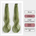 Enfants long cheveux bouclés extension pince synthétique 50cm vert postiche pour filles - Cheveux Bouclés à Clip Unique / 2 Pièces/Paquet (50cm) / Vert Arctique