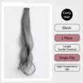 Extension de cheveux ondulés gris, perruque synthétique à clip de 50 cm pour enfants. - Cheveux Bouclés à Clip Unique / 1 Pièce/Pack (50cm) / Gris Crayon