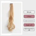 Extension de cheveux bouclés synthétiques 50cm pièce unique mèche blonde mate enfants - Cheveux Bouclés à Clip Unique / 1 Pièce/Pack (50cm) / Or Lin