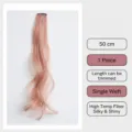 Enfants rose ondulé extension de cheveux clip 50cm synthétique une pièce douce fille - Cheveux Bouclés à Clip Unique / 1 Pièce/Pack (50cm) / Rose Pamplemousse