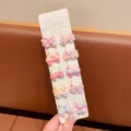 Set di elastici per capelli colorati per bambini, simpatici design assortiti con fiori e cupcake. - Gelato Rosa (8#)