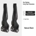 Extensions de cheveux bouclés à clip pour enfants mèches noires naturelles accessoires - Mèche Bouclée à Clip / 2 Pièces/Pack / Noir Naturel