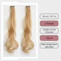 Extensions de cheveux synthétiques clipsables ondulées 50cm fibre haute température - Cheveux Bouclés à Clip Unique / 2 Pièces/Paquet (50cm) / Or Lin