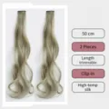 extension de cheveux ondulés 50cm gris cendré fibre mat haute température 2pcs clip - Cheveux Bouclés à Clip Unique / 2 Pièces/Paquet (50cm) / Gris Aoki