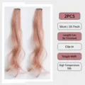 Extensions de cheveux roses pour filles, mèches synthétiques ondulées 50cm, 2 pcs. - Cheveux Bouclés à Clip Unique / 2 Pièces/Paquet (50cm) / Rose Pamplemousse