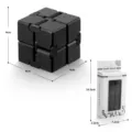 Cubo infinito negro juguete antiestrés con caja de embalaje, ideal para aliviar estrés. - Paquete de Caja de Color Mate / Negro