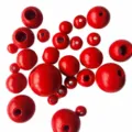 Perles en bois rouges de 20mm pour fabrication de bijoux DIY, perles rondes en bois. - 6mm (Trou de 2mm) / Rouge