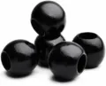 Gros plan de perles rondes en bois noir avec des trous percés pour accessoires de bijoux DIY. - Noir 20mm (Trou 10mm)