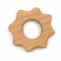 Natural beech wood teething ring, flower shaped organic baby teether for DIY crafting soothe. - Sun