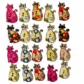 Colorful wooden cat buttons two holes decorative sewing crafts DIY cute animal shape wooden buttons - Colorful Cat / 18x31mm / Multicolor