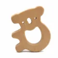 Close-up of cute wooden koala teether, smooth beech wood baby teething toy detail view. - 121 Koala