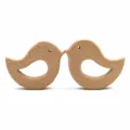 Natural beech wood bird teether detail, safe baby teething toy for infants, smooth polished. - 124 Bird