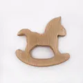Natural beech wood rocking horse baby teething toy safe organic sensory teether for infants - Rocking Horse