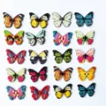 Wooden butterfly buttons set colorful printed sewing craft DIY clothes accessories details. - Two-Hole Butterfly / 100 Pieces Pack (28x20mm)