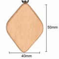 Beech wood rhombus keychain solid wood handmade pendant DIY wooden key ring accessory 50x40mm - Diamond Pattern