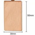 Solid wood beech keychain wooden pendant DIY craft rectangular keyring decoration - 50x30mm - Solid Rectangle Shape