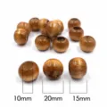 50pcs perles en bois 10-20mm perles en vrac en bois naturel pour la fabrication de bijoux DIY. - Café 20mm (Trou 10mm)