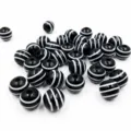 16mm black and white striped wooden beads loose round beads for DIY handmade jewelry crafts - Black Background White Stripes