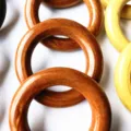 Anneaux en bois 55mm accessoires DIY cercles en bois rideau marron et jaune couleur - Café