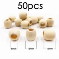 50pcs natural wood beads large hole barrel spacer beads for DIY jewelry making 8mm 16mm - 16*17mm Large Hole Barrel Beads (Hole 7-8mm)