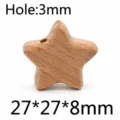 Wooden Star Loose Beads DIY Teething Accessories Beech Wood Craft 27x27mm Hole 3mm - Small Pentagon