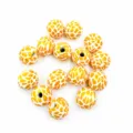16mm wooden beads yellow giraffe print round loose beads for children DIY jewelry making - Orange Cow Print