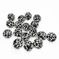 16mm perles en bois imprimé vache noir et blanc perles rondes pour fabrication de bijoux DIY - Imprimé Vache