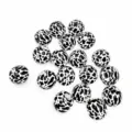 Perles en bois motif vache noir et blanc de 16mm, accessoires de bijoux DIY en bois. - Imprimé Vache