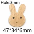 Beech wood cute rabbit shape DIY bead accessory, smooth surface with 3mm hole for crafting. - Rabbit