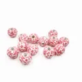 16mm pink cow print wooden round beads detail, ideal for children DIY jewelry craft accessories. - Pink Cow Print