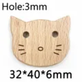 Perle chat en bois de hetre accessoire de bricolage bebe dentition 32x40mm trou 3mm - Chat
