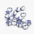 Perles en bois de porcelaine bleue et blanche de 20mm accessoires bijoux artisanaux DIY - 20mm / N° 2
