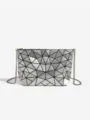 Sac bandoulière tendance à chaîne géométrique argentée, sac à main minimaliste chic. - Argent