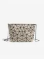 Geometric lattice shoulder bag with chain strap, stylish minimalist daily commuter handbag. - Apricot