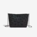 Sac a bandouliere chaine a motif geometrique, sac a main decontracte, variante reflechissante foncee. - Noir Lumineux