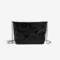 Sac bandoulière noir à chaîne géométrique sac à main élégant tendance mode pour femme - Noir