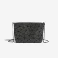Dark Grey Geometric Lattice Chain Shoulder Bag, Stylish Crossbody Bag Variant. - Gray