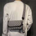 Sac bandoulière en toile noir et blanc élégant pour hommes et femmes, sac de loisirs. - Noir